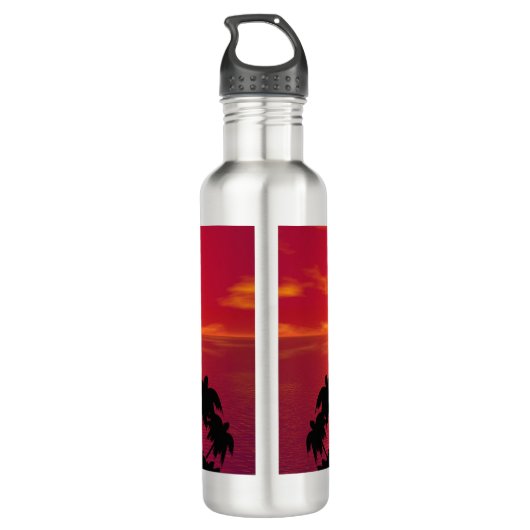 Tropischer Sonnenuntergang Edelstahlflasche (Rückseite)