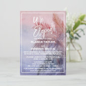 Tropischer Sonnenuntergang Empfang Einladung (Stehend Vorderseite)