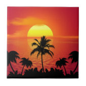 Tropischer Sonnenuntergang Fliese (Vorderseite)