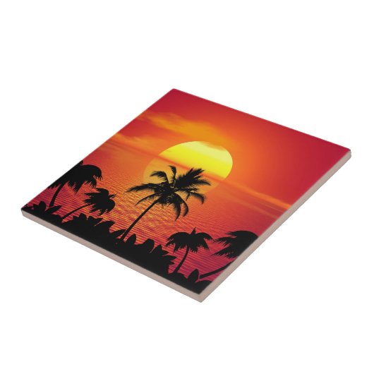 Tropischer Sonnenuntergang Fliese (Seite)