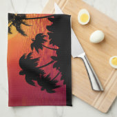 Tropischer Sonnenuntergang Geschirrtuch (Viertel Falte)