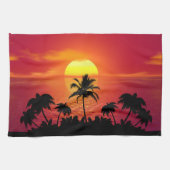 Tropischer Sonnenuntergang Geschirrtuch (Horizontal)