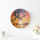 Tropischer Sonnenuntergang Große Wanduhr (Zuhause)