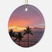 Tropischer Sonnenuntergang Hawaiis auf dem Strand Keramik Ornament (Links)