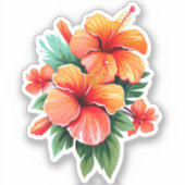 Tropischer Sonnenuntergang: Hibiskus Harmonie Aufkleber (Vorderseite)