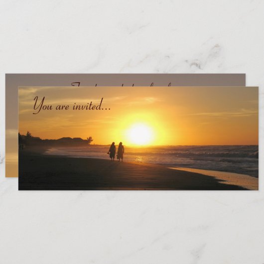 Tropischer Sonnenuntergang Hochzeitsvorlage Einladung (Vorne/Hinten)