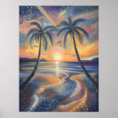 Tropischer Sonnenuntergang im Pointillistischen St Poster (Vorne)