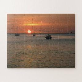 Tropischer Sonnenuntergang Karibischer Ozean Puzzle