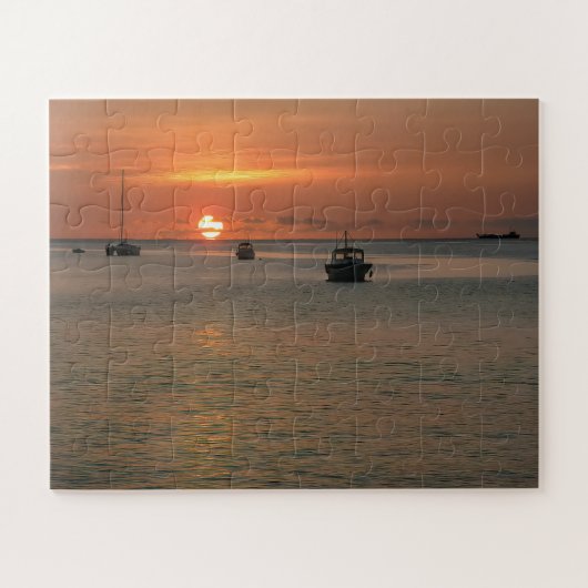 Tropischer Sonnenuntergang Karibischer Ozean Puzzle (Horizontal)