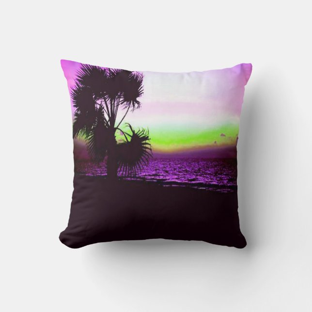 Tropischer Sonnenuntergang Kissen (Vorderseite)