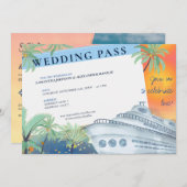 Tropischer Sonnenuntergang - Kreuzfahrtpass Einladung (Vorne/Hinten)