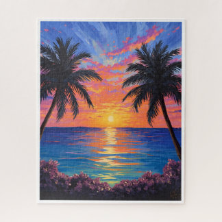 Tropischer Sonnenuntergang – Lebendiges Ozean-Puzz Puzzle