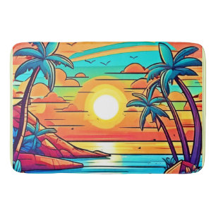 Tropischer Sonnenuntergang: lebhafte Küste Badematte
