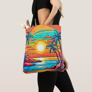 Tropischer Sonnenuntergang: lebhafte Küste Tasche