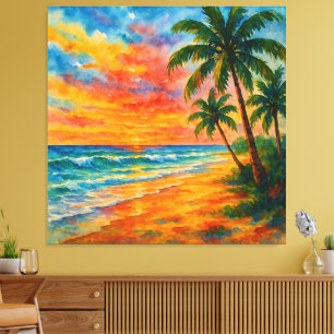 Tropischer Sonnenuntergang Leinwanddruck