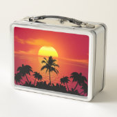 Tropischer Sonnenuntergang Metall Brotdose (Rückseite)