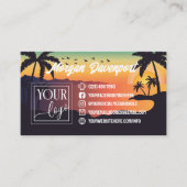 Tropischer Sonnenuntergang mit Ihrem Logo und Foto Visitenkarte (Vorderseite)