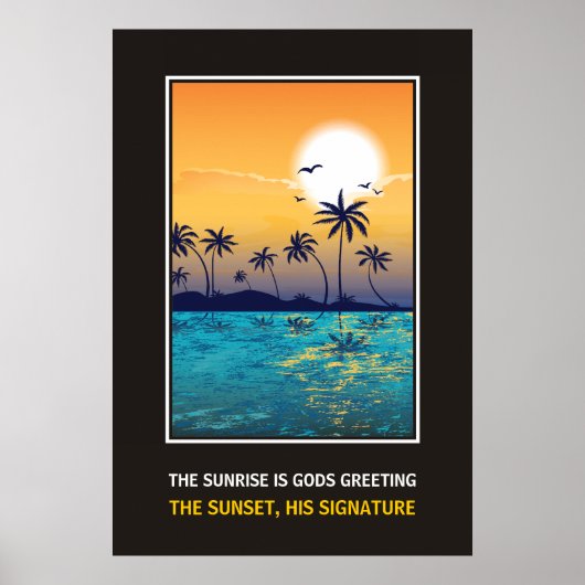 Tropischer Sonnenuntergang mit motivierend Anführu Poster (Vorne)