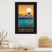 Tropischer Sonnenuntergang mit motivierend Anführu Poster (Küche)