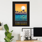 Tropischer Sonnenuntergang mit motivierend Anführu Poster (Heimbüro)