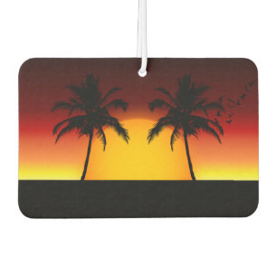 Tropischer Sonnenuntergang mit Palmen Autolufterfrischer