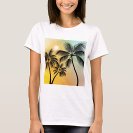 Tropischer Sonnenuntergang mit Palmen - Natur am S T-Shirt