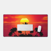 Tropischer Sonnenuntergang mit Palmen Schreibtischunterlage (Tastatur & Maus)