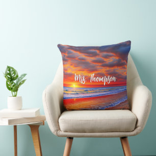 Tropischer Sonnenuntergang mit Personalisiertem Na Kissen