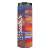 Tropischer Sonnenuntergang mit Personalisiertem Na Thermosbecher (Rückseite)