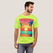 Tropischer Sonnenuntergang mit Regenbogen T-Shirt (Vorne ganz)