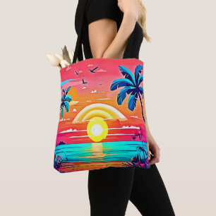 Tropischer Sonnenuntergang mit Regenbogen Tasche