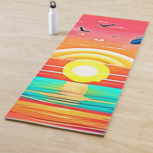 Tropischer Sonnenuntergang mit Regenbogen Yogamatte