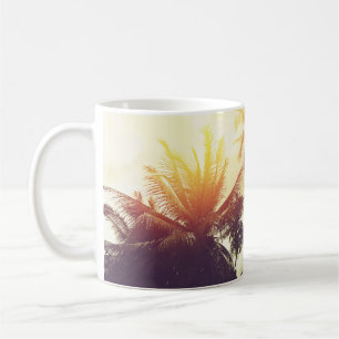 Tropischer Sonnenuntergang: Palme Silhouette Vinta Kaffeetasse