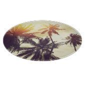 Tropischer Sonnenuntergang: Palme Silhouette Vinta Schneidebrett (Ecke)