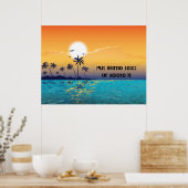 Tropischer Sonnenuntergang, Palmen, Poster am Meer (Küche)
