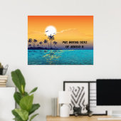 Tropischer Sonnenuntergang, Palmen, Poster am Meer (Heimbüro)