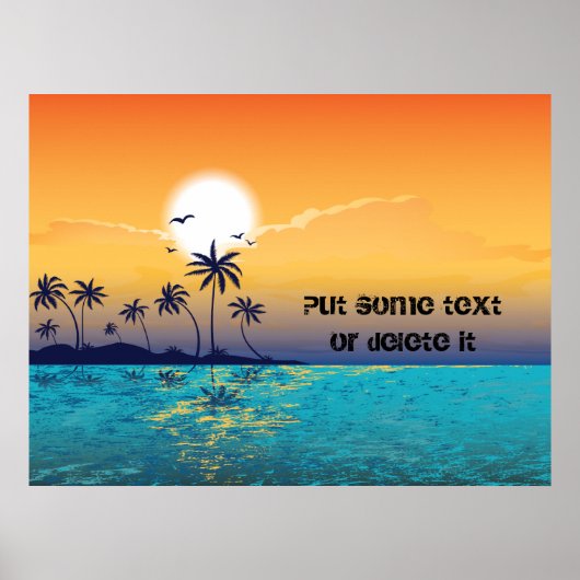 Tropischer Sonnenuntergang, Palmen, Poster am Meer (Vorne)