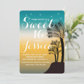 Tropischer Sonnenuntergang Palmen Tree Tropical Sw Einladung (Stehend Vorderseite)