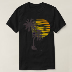 Tropischer Sonnenuntergang Palmen Vintage Strand K T-Shirt