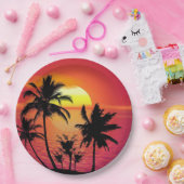 Tropischer Sonnenuntergang Pappteller (Party)