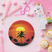 Tropischer Sonnenuntergang Pappteller (Party)