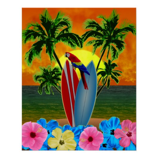 Tropischer Sonnenuntergang Poster (Vorderseite)