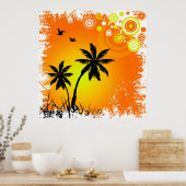 Tropischer Sonnenuntergang Poster (Küche)