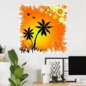 Tropischer Sonnenuntergang Poster (Heimbüro)