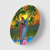 Tropischer Sonnenuntergang Runde Wanduhr (Winkel)