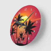 Tropischer Sonnenuntergang Runde Wanduhr (Winkel)