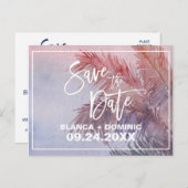 Tropischer Sonnenuntergang Save the Date Ankündigungspostkarte (Vorne/Hinten)