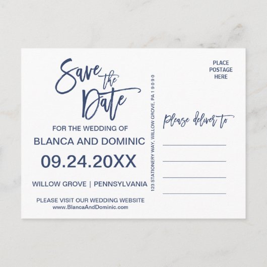 Tropischer Sonnenuntergang Save the Date Ankündigungspostkarte (Rückseite)