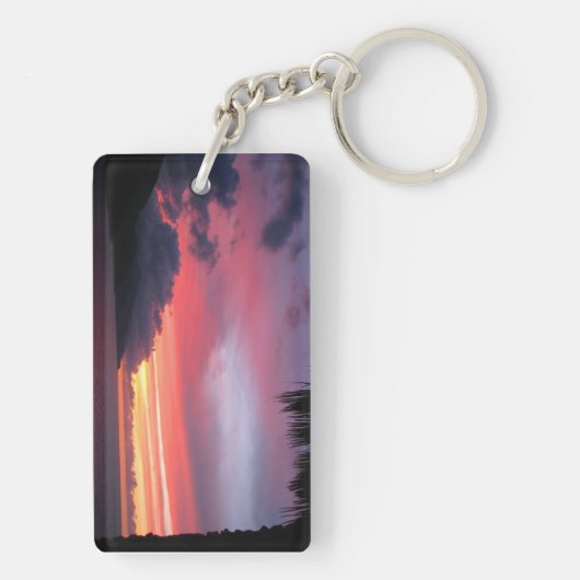 Tropischer Sonnenuntergang Schlüsselanhänger (Rückseite)