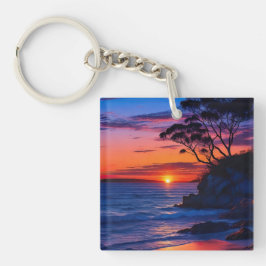Tropischer Sonnenuntergang Schlüsselanhänger